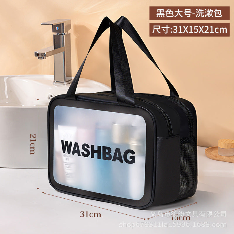 Korean Satchel Cosmetic Bag Pvc Dry and Wet Separation Toiletry Bag Satchel Waterproof Bath and Swimming Frosted Storage Bag