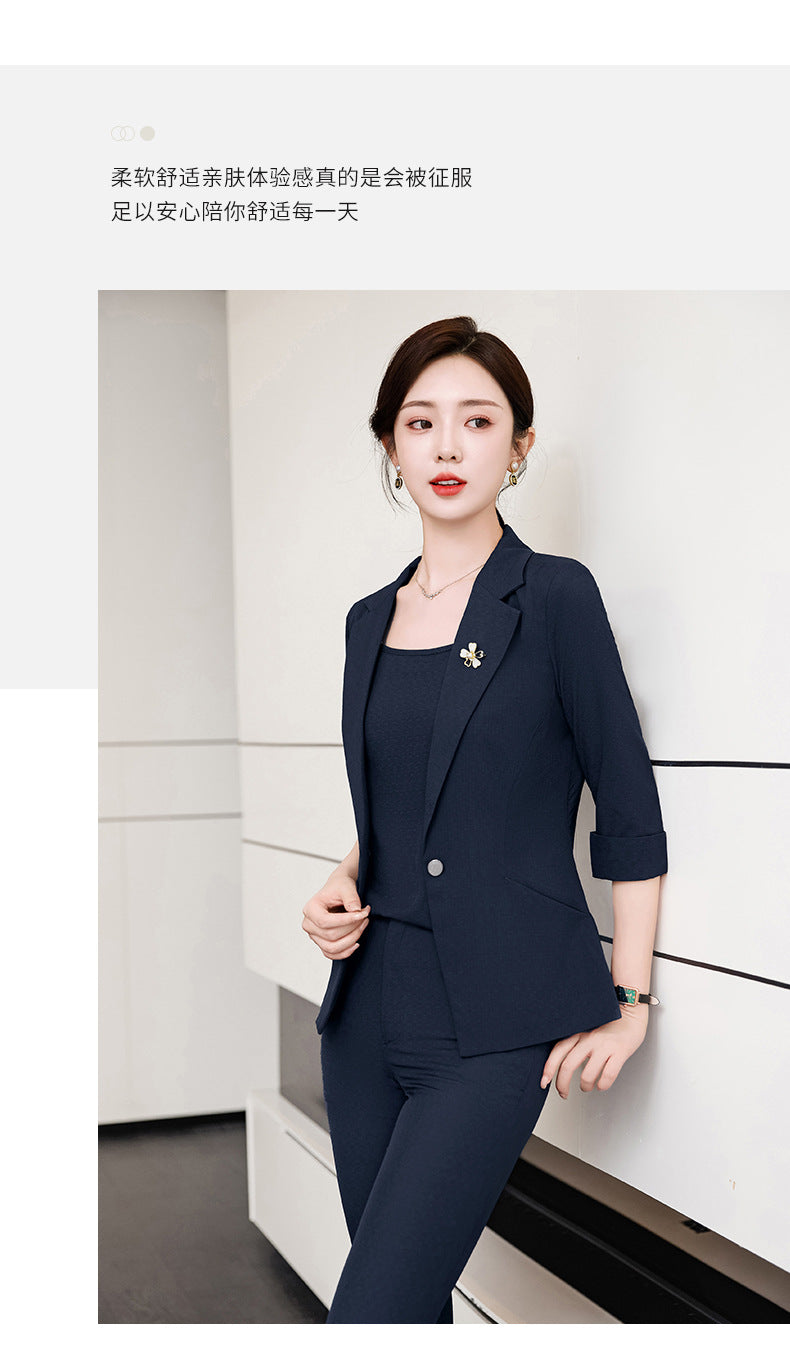 Pink Mid-Sleeve Suit for Women 2025 New Summer Thin Business Attire Elegant Beauty Salon Front Desk Work Clothes