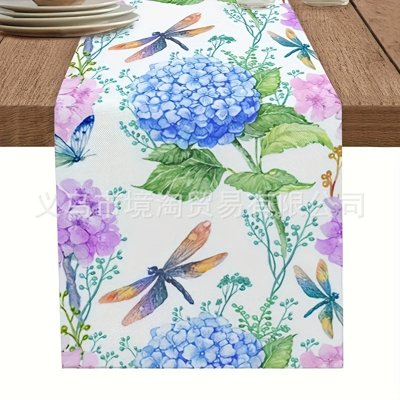 Linen Table Runner Pastoral Flower Lemon Summer Home Dining Table Outdoor Decoration Printed Tablecloth Table Runner