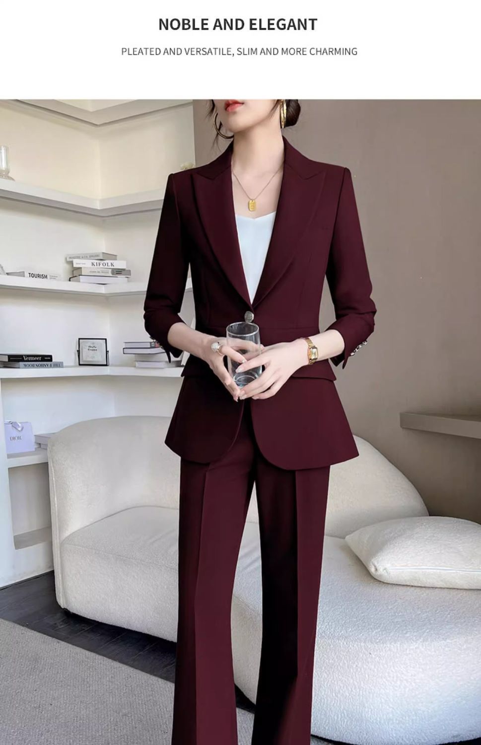 Fashionable Ancora Red Suit Suit Women's 2025 Autumn New Commuting Professional Work Clothes Slim Suit Two-Piece Set