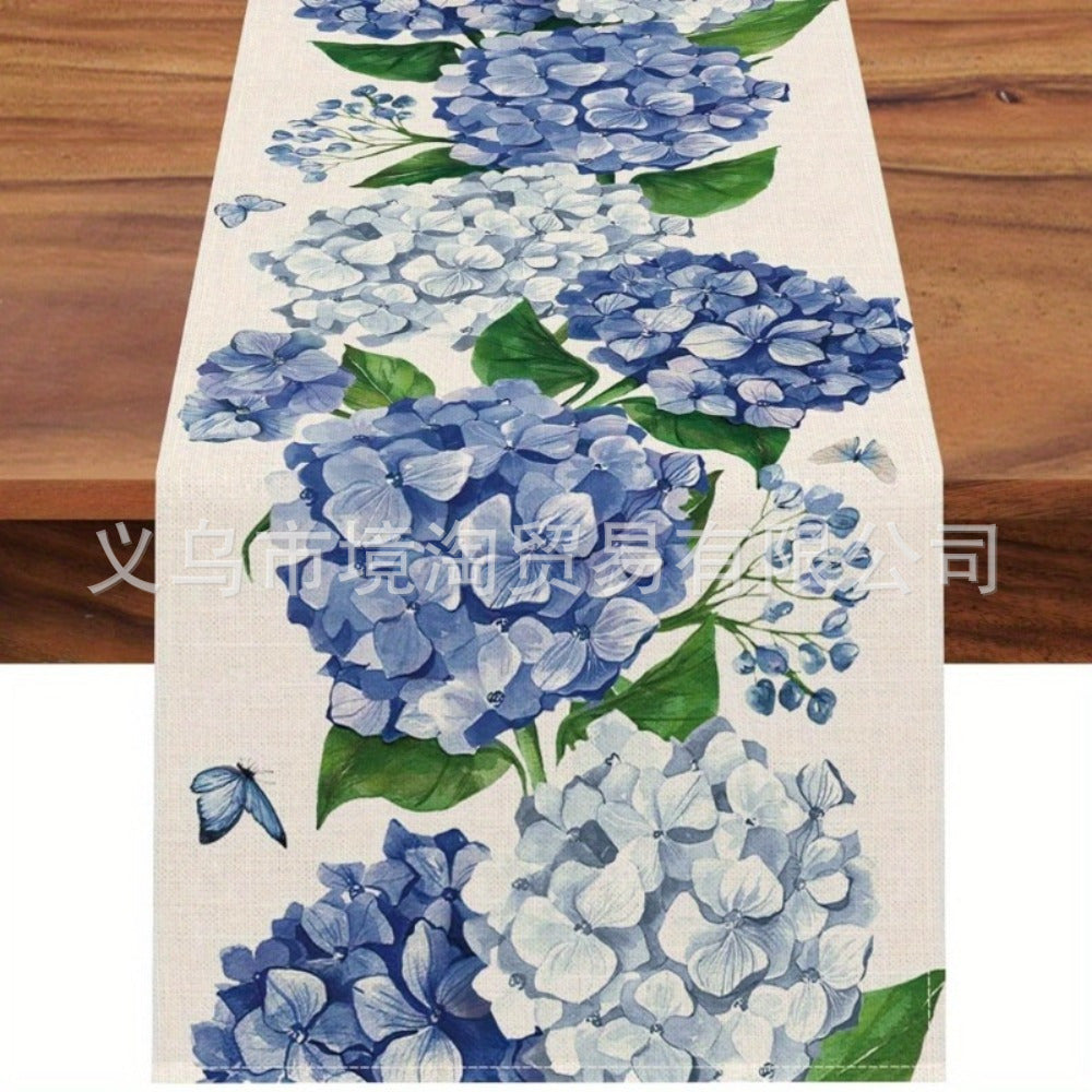 Linen Table Runner Pastoral Flower Lemon Summer Home Dining Table Outdoor Decoration Printed Tablecloth Table Runner