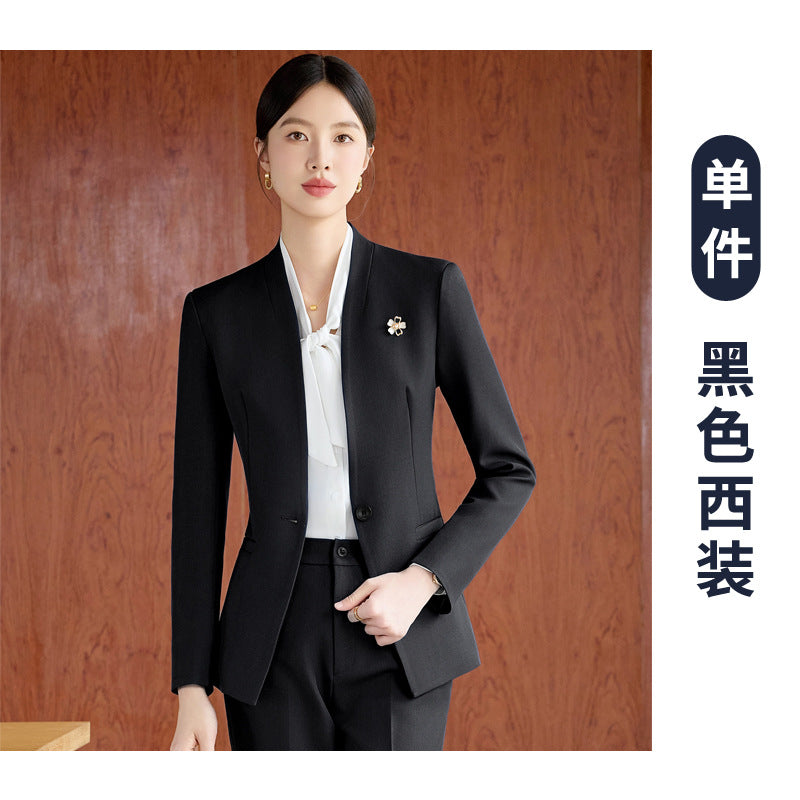 High-End Spring & Fall Hotel Front Desk Professional Wear Long-Sleeved Sales Department Reception 4S Store Sales Consultant Fashion Suit Suit