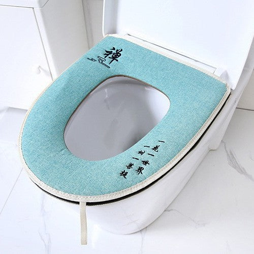 Household toilet cover portable zipper toilet seat cushion winter plush toilet seat cover waterproof thickened toilet mat
