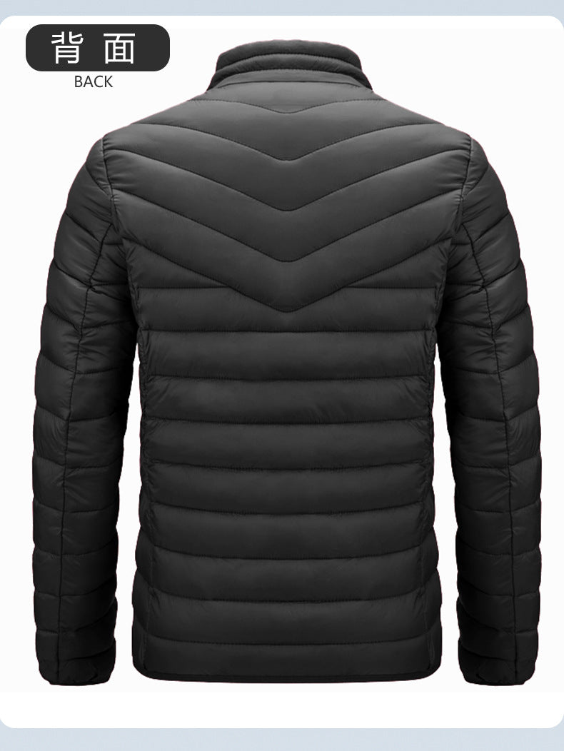 Cross-Border Cotton Coat Men's New Stand-Up Collar Cotton Jacket Simple Men's Clothing Imitation down Casual Jacket Amazon Cotton Coat