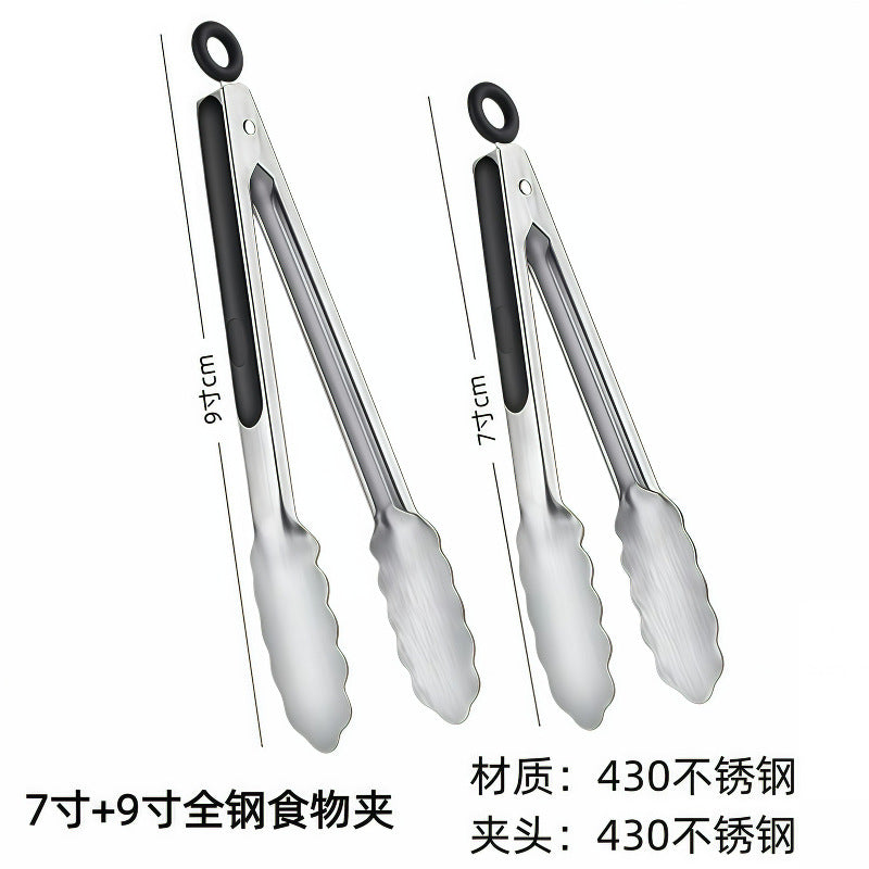 Cross-Border Silicone Clips, High Temperature Resistant Kitchen Anti-Scalding Barbecue Barbecue Clips, Food Clips, Household Stainless Steel Steak Clips