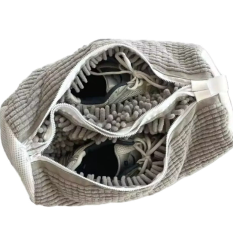 Cross-border New Lazy Double Pull Shoe Washing Bag Washing Machine Shoe Protection Deformation Prevention Washing and Cleaning Artifact Household Soft Wool