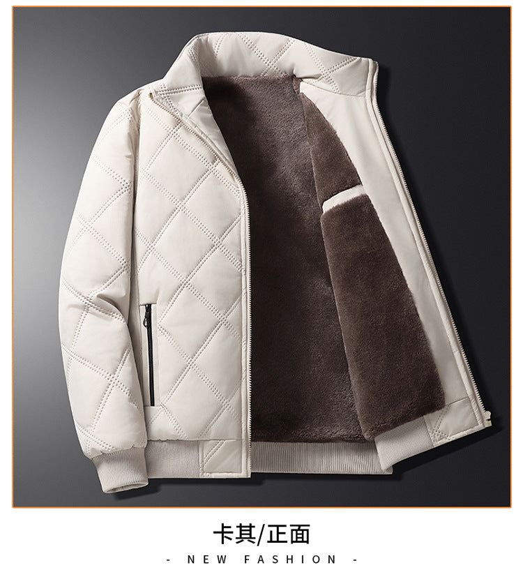 Middle-aged Men's Cotton-padded Clothes Winter fleece-lined Thickened Jacket Fashionable Casual Jacket Lightweight Slim-fit Cotton-padded Jacket for Dad
