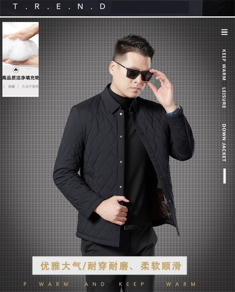 24 Winter Men's Cotton Jacket for Young and Middle-Aged, Casual Trendy Warm Silk Cotton Coat, Casual Outerwear for Men