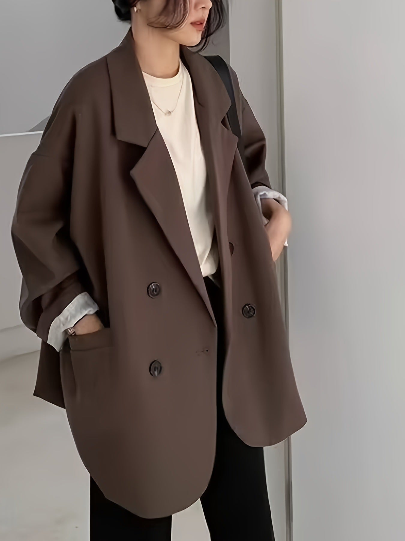 Lazy Style Suit Jacket for Women 2025 Spring and Autum New Street Celebrity Simple Loose Brown Small Suit