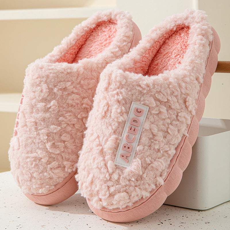 Winter Cotton Slippers Women's Thick Bottom Indoor Home Warm Comfortable fleece-lined Household Non-Slip Couple Mao Slippers for Men