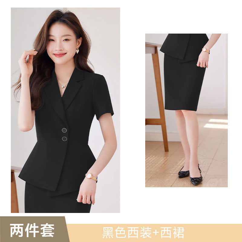 Short-Sleeved Suit Women's Summer 2025 New Classy Formal Hotel Jewelry Front Desk Professional Elegant Work Clothes