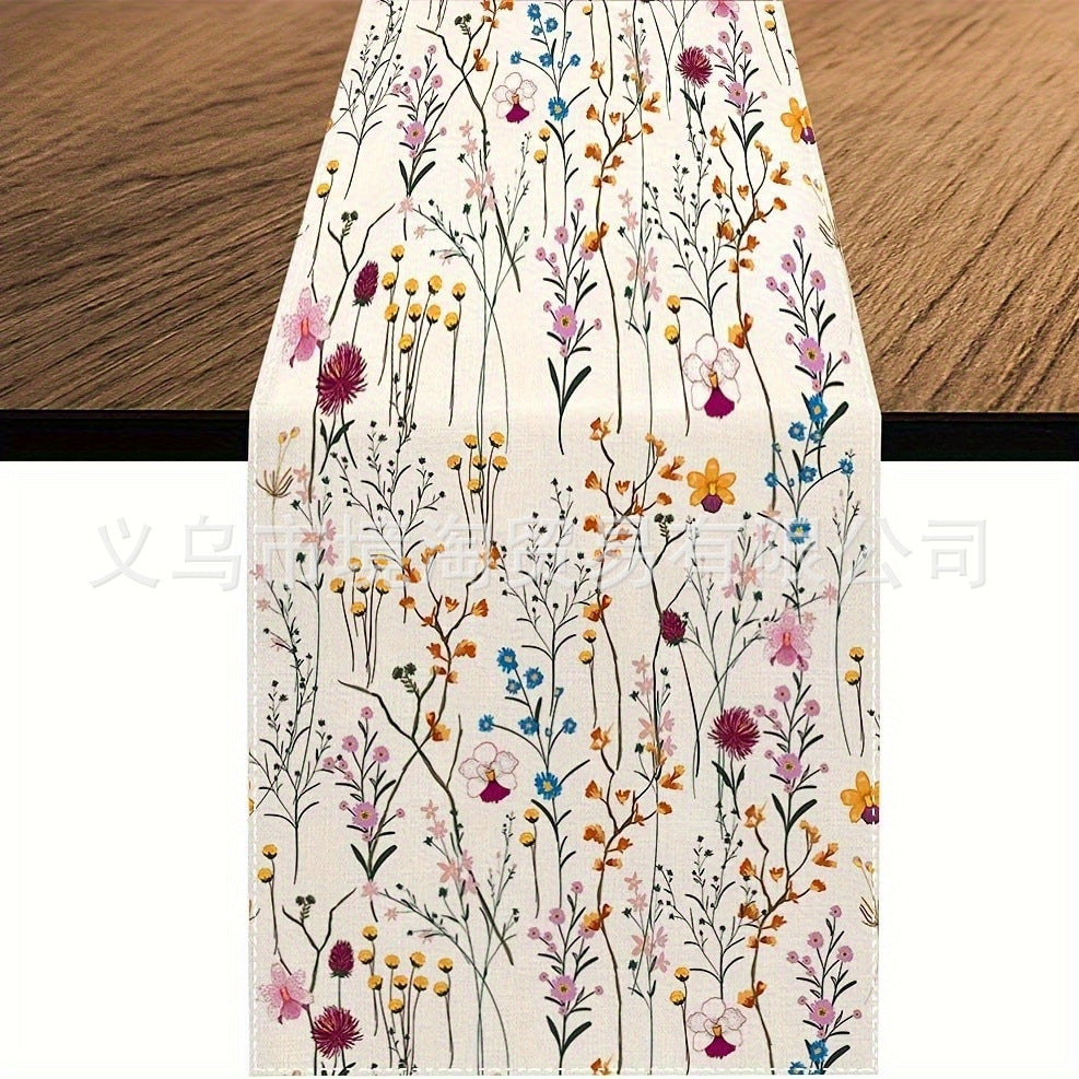 Linen Table Runner Pastoral Flower Lemon Summer Home Dining Table Outdoor Decoration Printed Tablecloth Table Runner