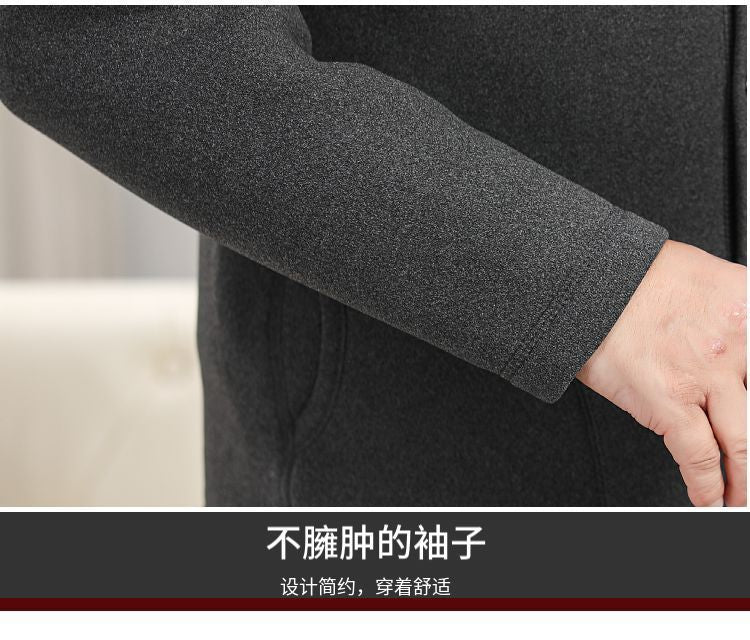 Plus Size Elderly Thermal Clothing Fleece-Lined Thickeneded Cardigan Grandpa Dad Autumn and Winter Outwear Middle-Aged and Elderly Cotton Clothing Men's Clothing