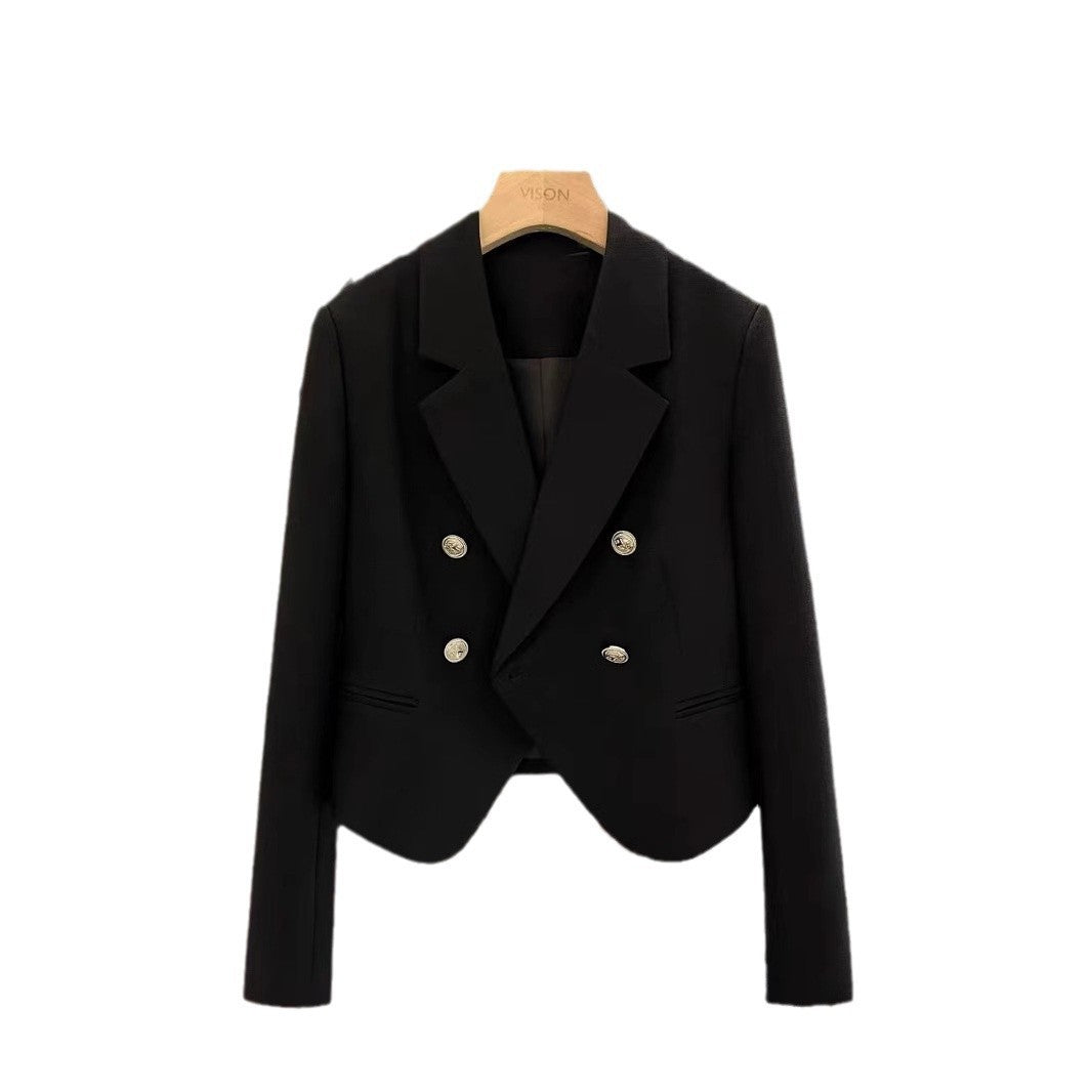 Small Suit Jacket Women's 2025 New Spring and Autumn Casual Korean Style Design Sense Black Small Suit Outside Cross-border