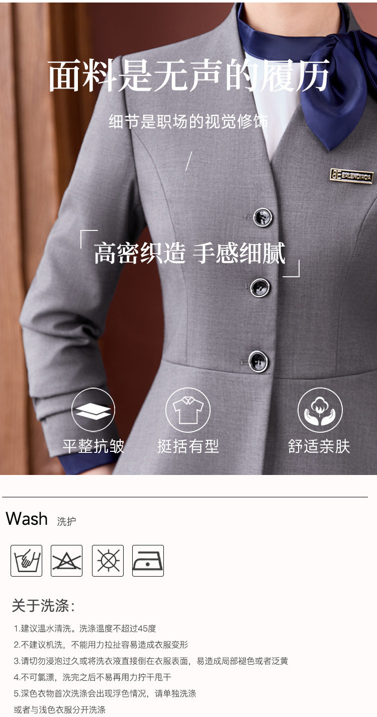 Gray Suit Suit for Women 2025 New Spring & Fall High-End Business Attire Formal Hotel Front Desk Manager Work Clothes