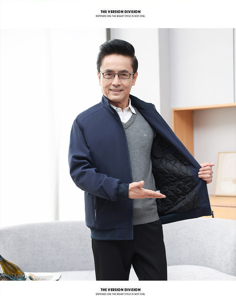 Classic Explosions plus size Middle-aged and Elderly Dad Clothes Winter fleece-lined Thickened Executive Collar Thickened fleece-lined Jacket