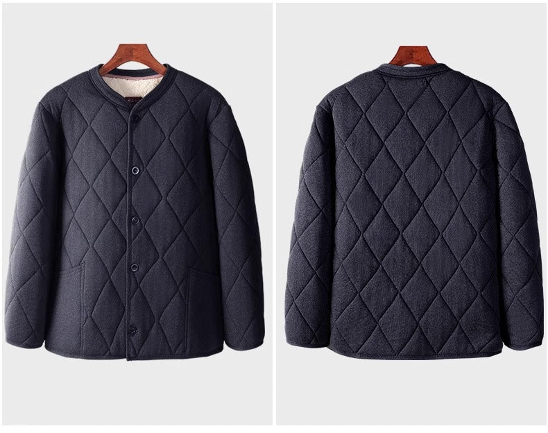 Old People's Cotton-padded Coat fleece-lined Thickened Dad's Cotton-padded Coat Grandpa Lamb Velvet Warm Cotton-padded Coat Home Loose Small Cotton-padded Coat
