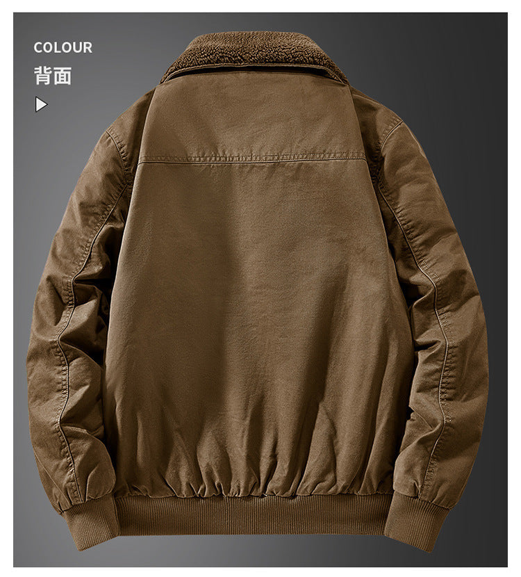 2025 New Winter Men's Workwear Large Size Imitation Wool Velvet Cotton Jacket Men's Warm Cotton Clothing Winter Cotton Clothing 7958