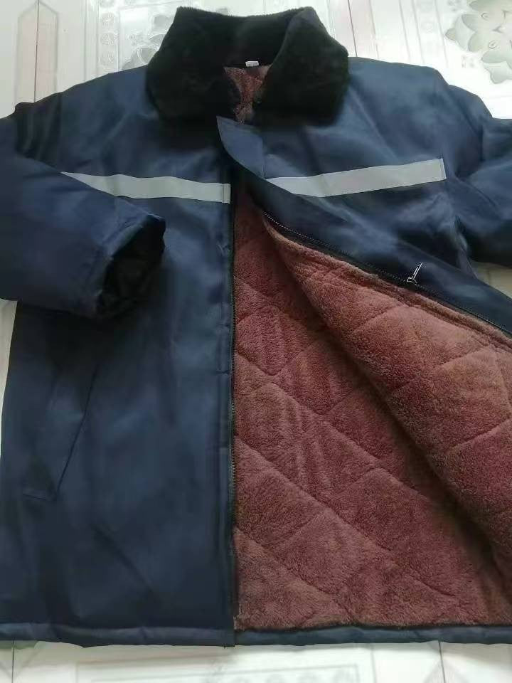 Winter Cotton-Padded Jacket for Men, Fleece-Lined and Thickened for Cold Protection, Thermal Insulation, Reflective Strips, Cotton Coat Set, Labor Protection, Cold Storage, Construction Site, Welding Cotton-Padded Jacket