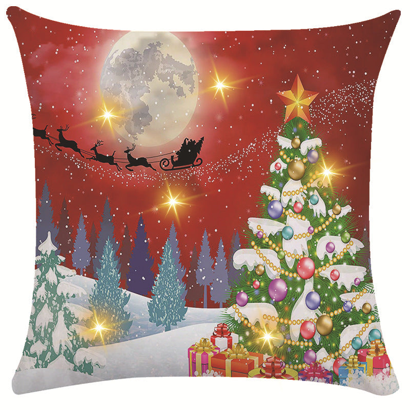 New Amazon Christmas decorative pillow cover snowman printed cushion cover LED pillow light cushion customization