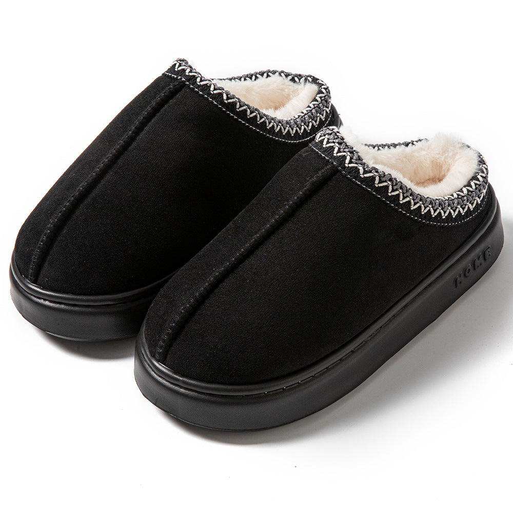 Cross-border Explosions Men's and Women's Home Lace Cotton Shoes fleece-lined Mao Mao Warm Thick Slippers