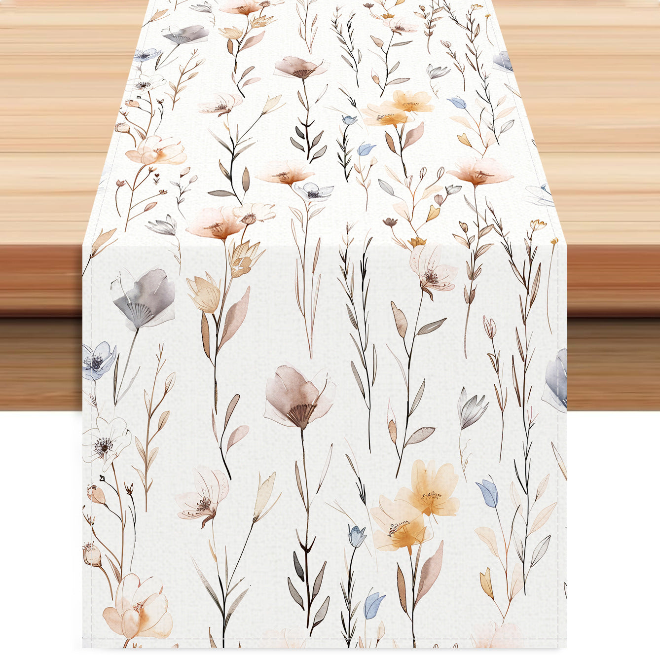 Amazon New Flower Table Runner Living Room Dining Table Decorative Tablecloth Cross-border Plant Flower Printing Tablecloth Coffee Table Cloth
