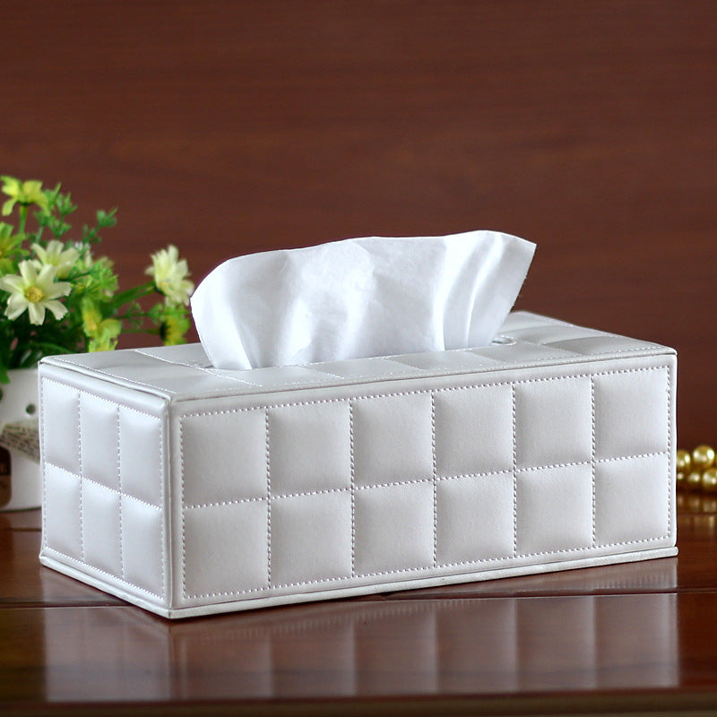 Leather Rectangular Creative Hotel Tissue Box European-style Car Tissue Box Leather Living Room Tissue Box Household Paper