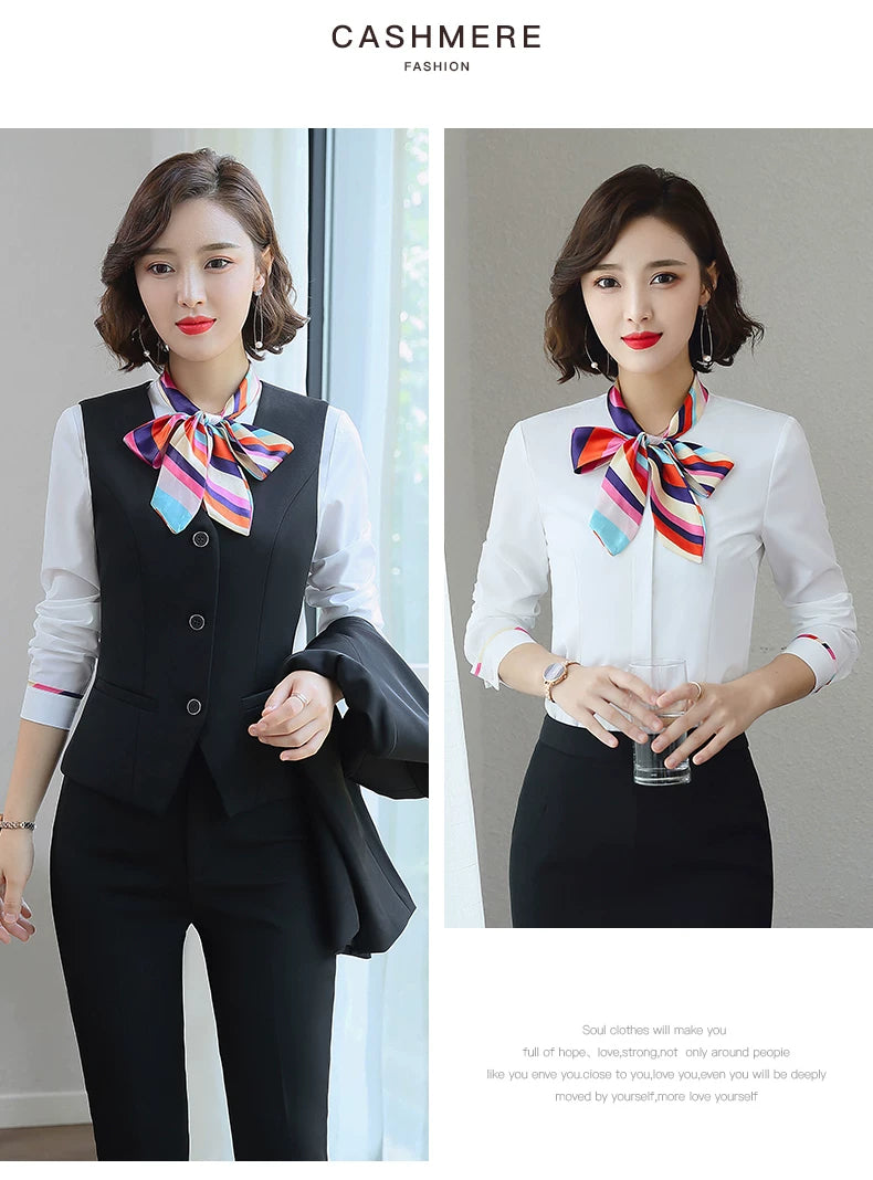 Three-piece suit overalls manager interview formal attire front desk beauty salon business attire bank mobile vest uniform