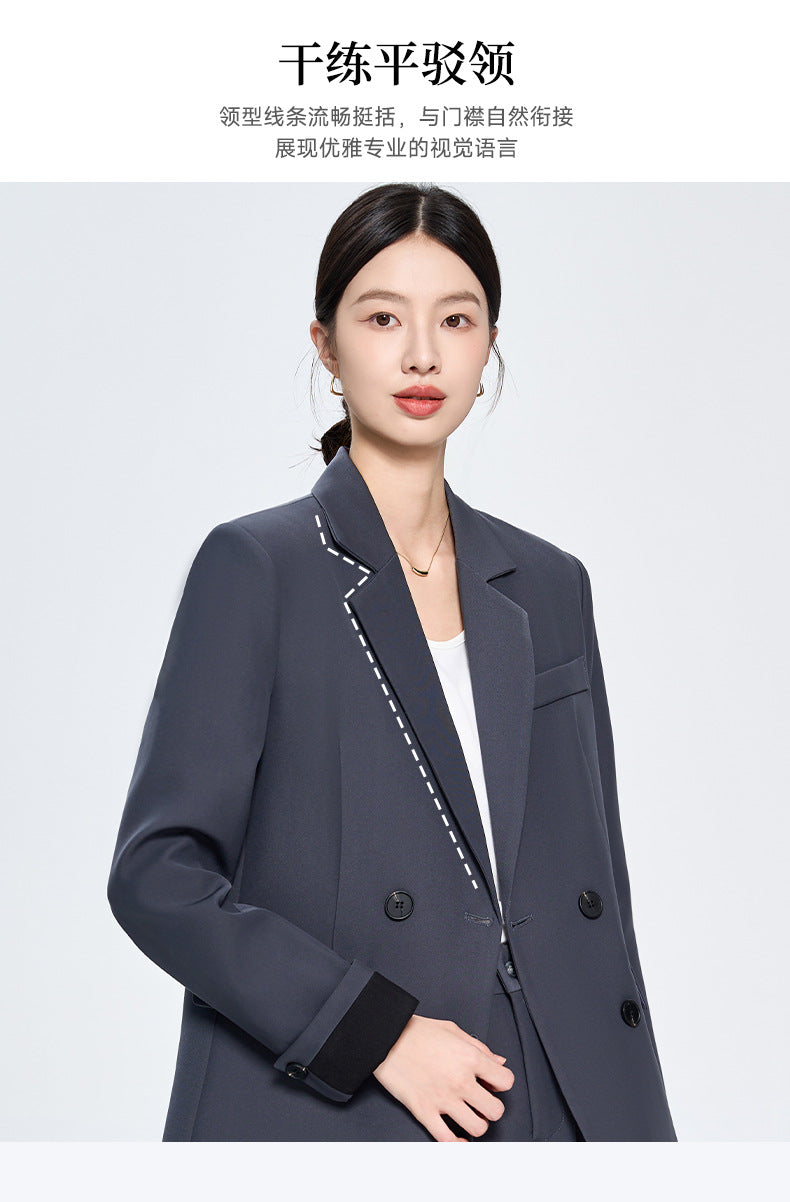 Cross-Border Gray Blazer for Women, New Spring and Autumn Style, Professional Formal Wear, Light Workplace Workwear, High-End Suit Set