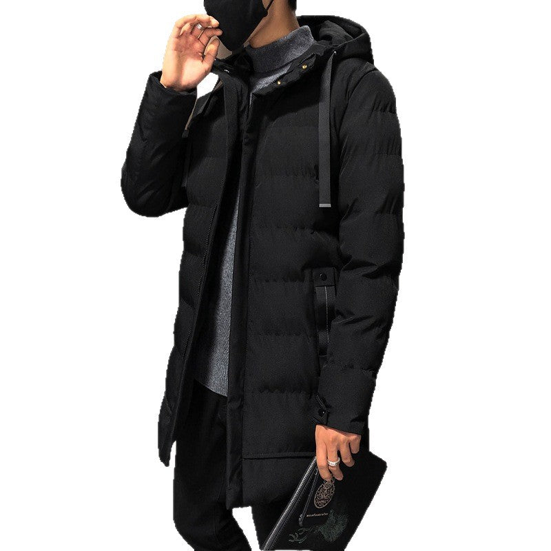 Mid-Length Cotton Outwear Men's Winter Jacket 2025 New Thickeneded Hooded Cotton Jacket Men's Korean Style Trendyy Cotton Jacket
