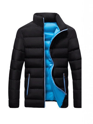 Year-Round Foreign Trade Cross-Border Men's Cotton-Padded Jacket Thickened Stand-Up Collar Warm Color-Blocked Cotton-Padded Jacket Short Cotton-Padded Jacket Men's Clothing