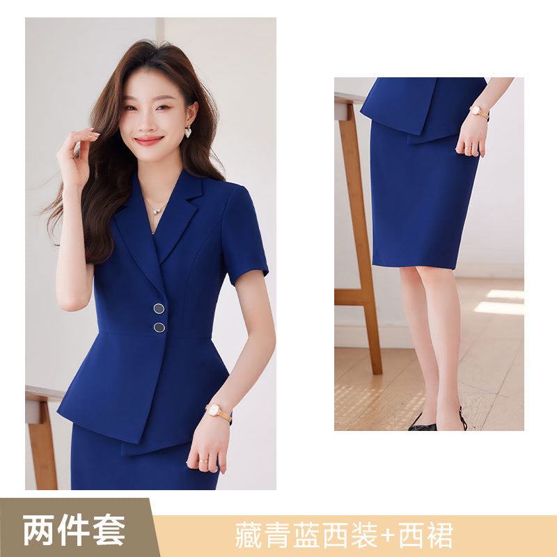 Short-Sleeved Suit Women's Summer 2025 New Classy Formal Hotel Jewelry Front Desk Professional Elegant Work Clothes