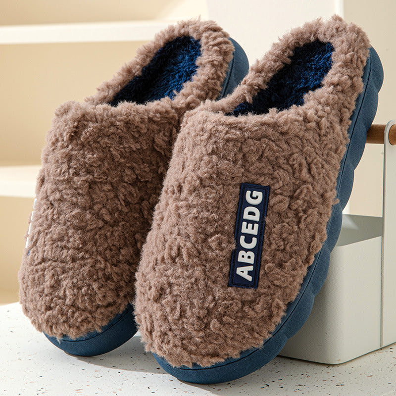 Winter Cotton Slippers Women's Thick Bottom Indoor Home Warm Comfortable fleece-lined Household Non-Slip Couple Mao Slippers for Men