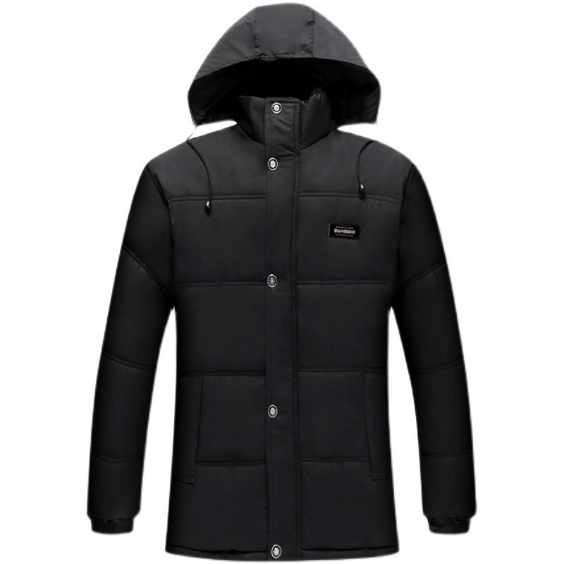Cross-Border Foreign Trade Volume Winter New Men's Fashion Trendy Dad's Wear Middle-Aged Hooded Thickened Cotton Jacket