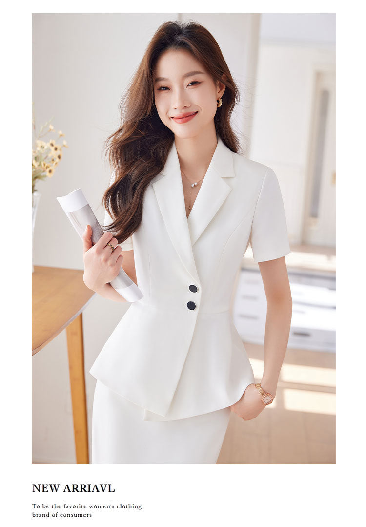 Short-Sleeved Suit Women's Summer 2025 New Classy Formal Hotel Jewelry Front Desk Professional Elegant Work Clothes
