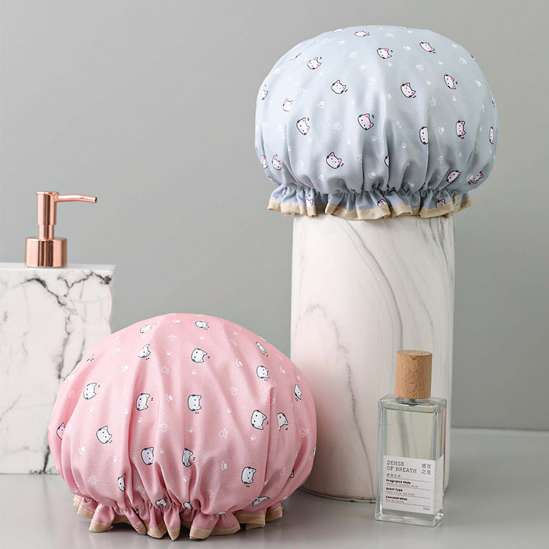 Double-layer shower cap waterproof shower head set household women's summer shower cap hair set kitchen anti-oil smoke film special wholesale