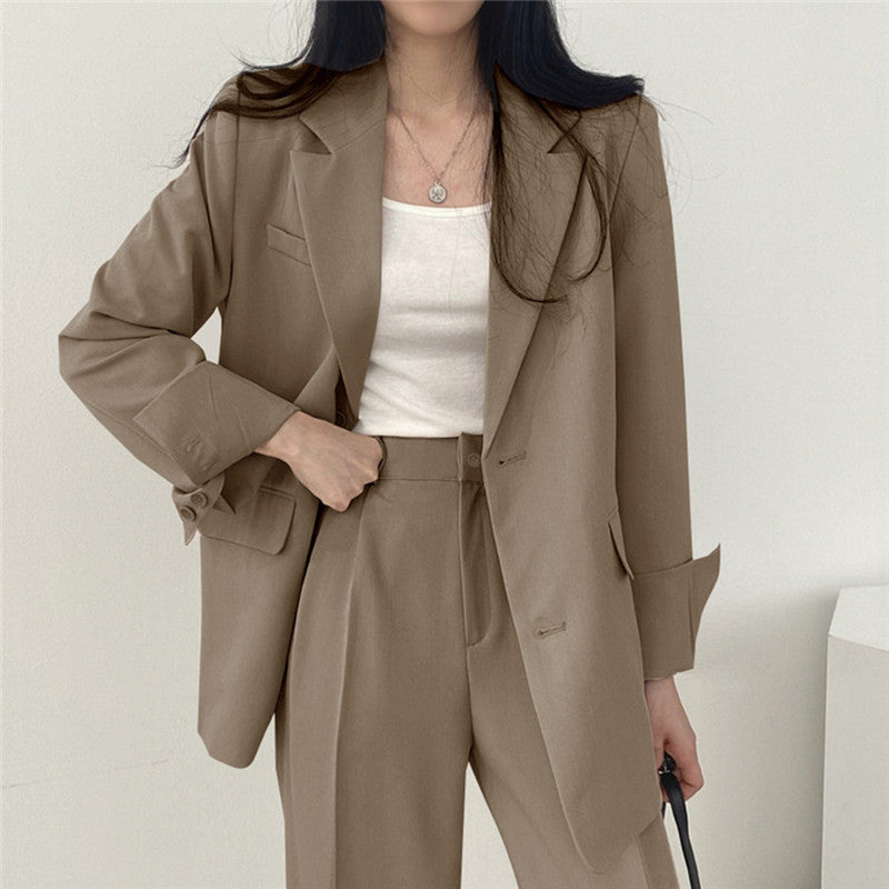 Suit Jacket High Sense Women's Spring and Autumn Design Sense Thin Niche Professional suit Temperament Slim-fit Small Suit Two-piece Set