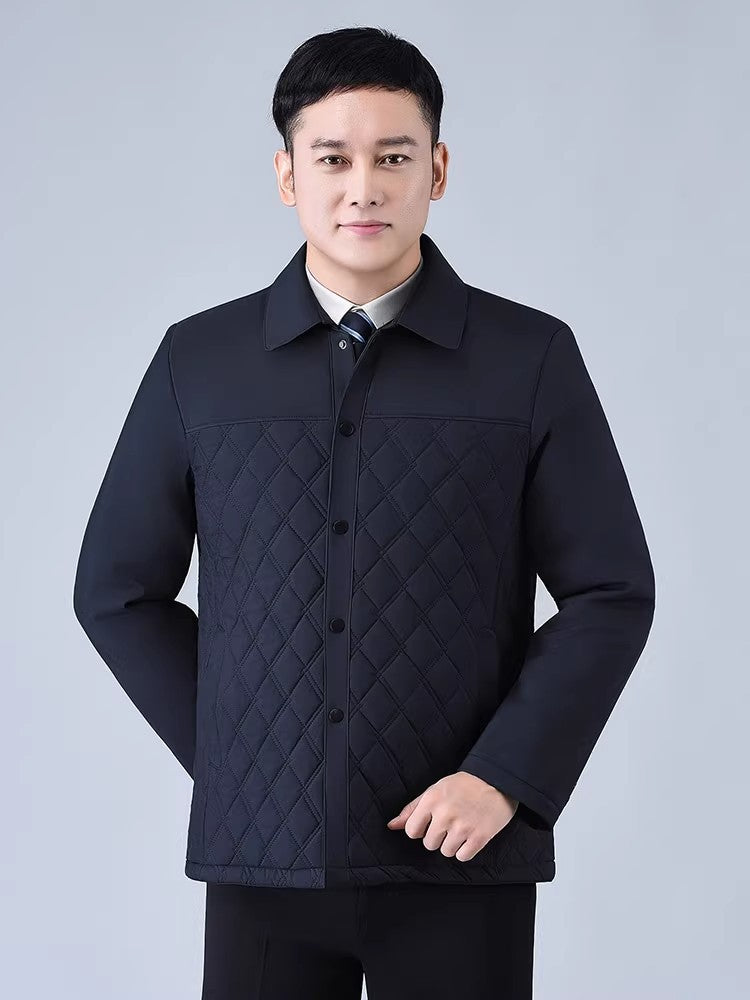 Dad's Winter Outwear, Cotton-Padded Outwear, Middle-Aged and Elderly Men's Cotton-Padded Thickeneded Cotton-Padded Jacket, Autumn and Winter Grandpa's Stand-Up Collar Top