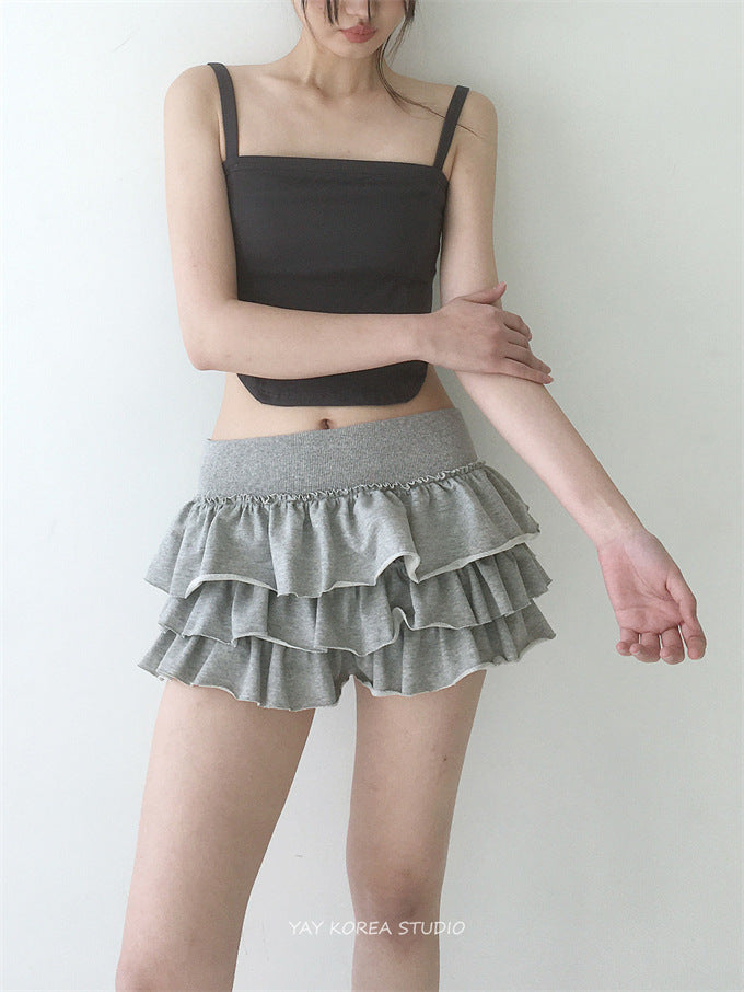 YAY South Korea Dongdaemun Purchasing American Ballet Style Lotus Ruffled Edge Tight Waist Tousled Cake Skirt