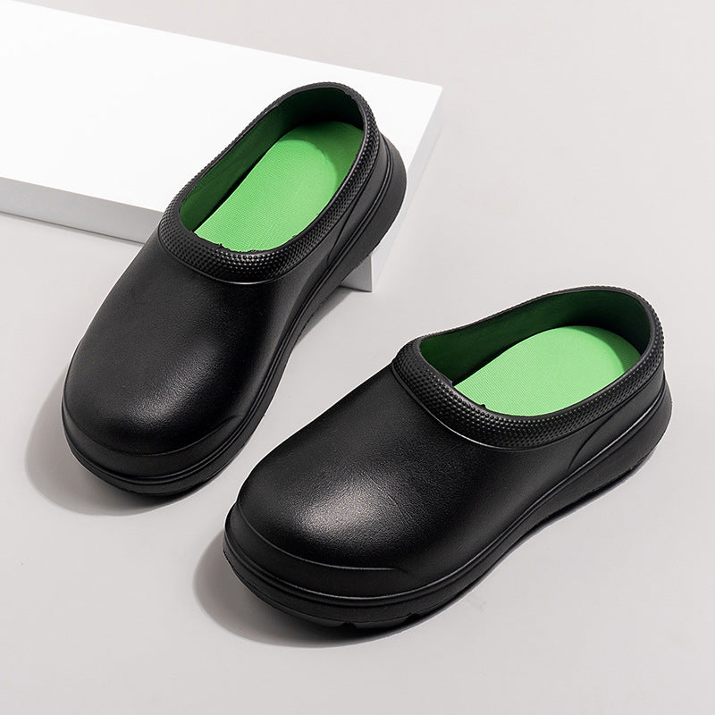 Breathable Non-Slip Waterproof and Oil-Proof Kitchen Shoes Men's Catering Work Shoes Couples Trendyy Casual Eva Non-Porous Hole Shoes