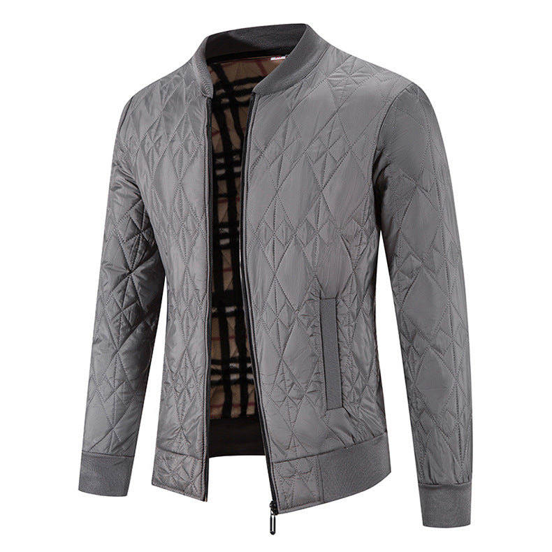 Cross-border winter fleece-lined thickened sweater plus size baseball collar zipper cotton-padded coat cardigan long sleeve warm sweater