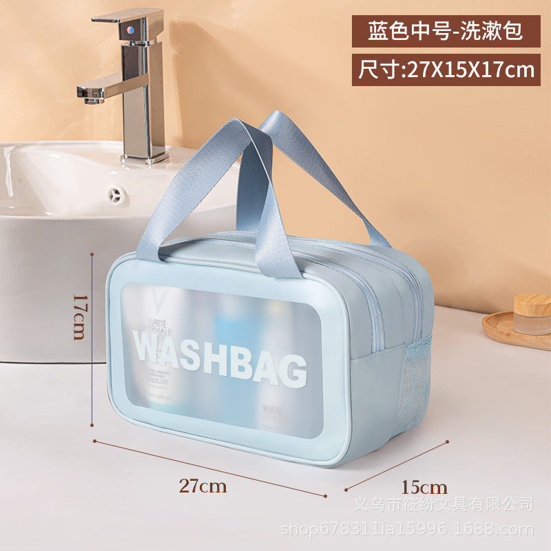 Korean Satchel Cosmetic Bag Pvc Dry and Wet Separation Toiletry Bag Satchel Waterproof Bath and Swimming Frosted Storage Bag