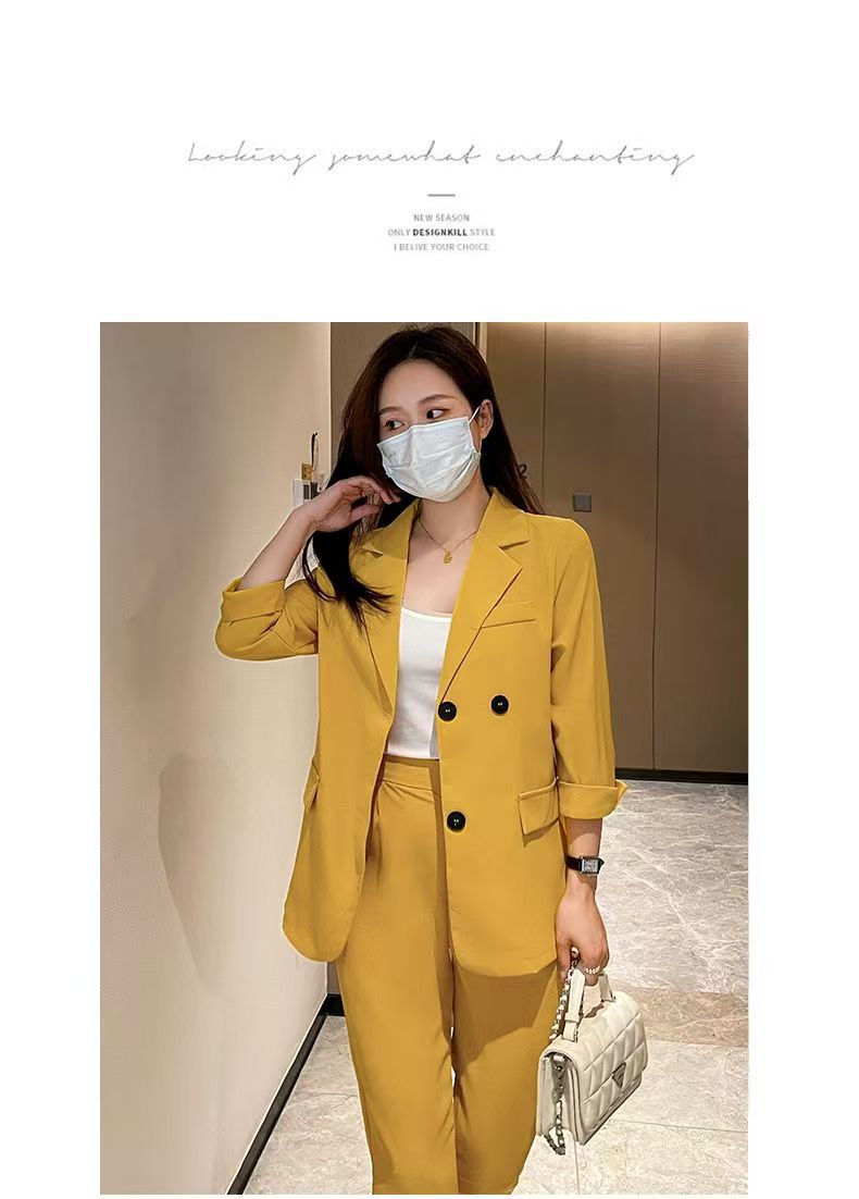 Cross-Border Plus Size Women's Clothing Plus Size Fashion Suit Women's Spring and Autumn Korean Style Temperament Back Slit Cropped Pants Two-Piece Set
