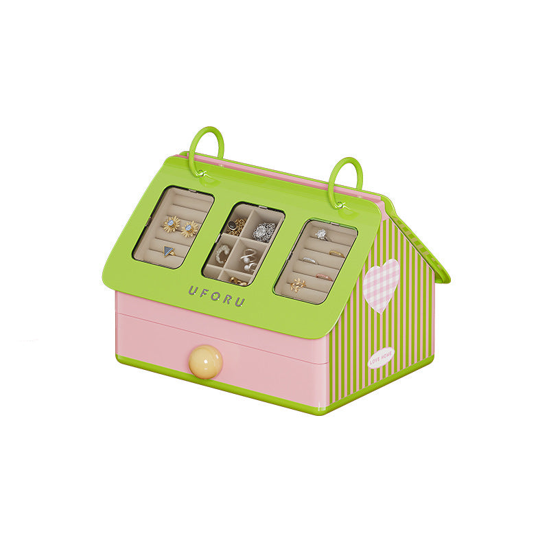High-End Exquisite Desktop Jewelry Box for Earrings, Necklaces, Bracelets, and Accessories with Compartments and Drawers