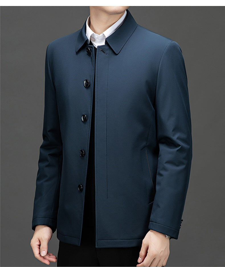 Pastoral Bird Jacket Cotton Coat Coat Winter Middle-aged and Elderly Men's Lapel Business Casual Lightweight Warm Silk Cotton Coat