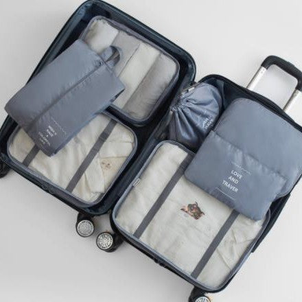 Travel Storage Bag Eight-Piece Storage Bag Waterproof Oxford Cloth Business Trip Makeup and Toiletry Classification Storage Set