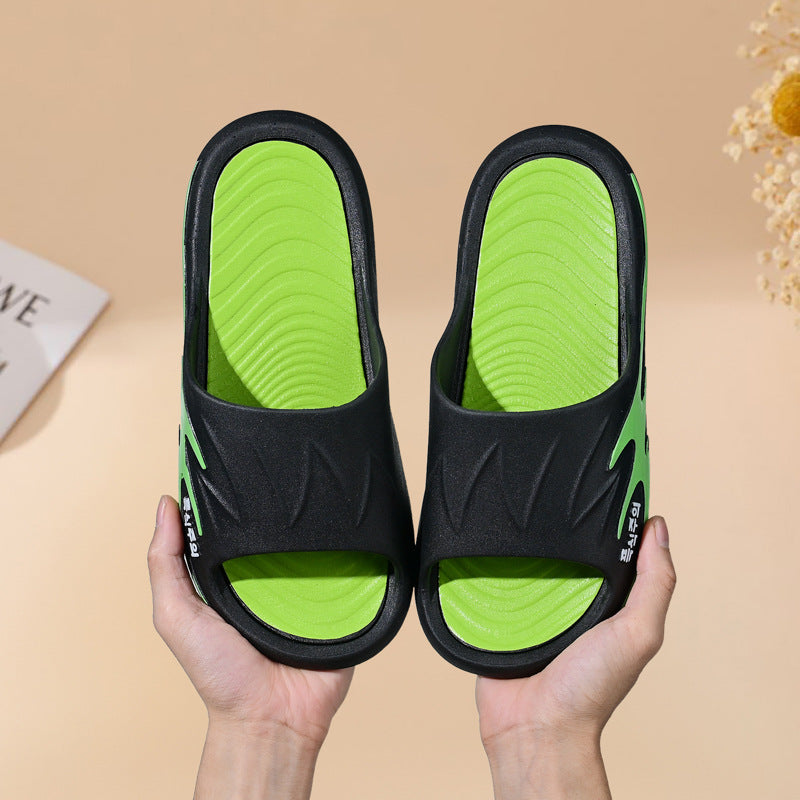 Free shipping new men's one-word slippers with shit feeling home bathroom non-slip fashionable breathable men's slippers