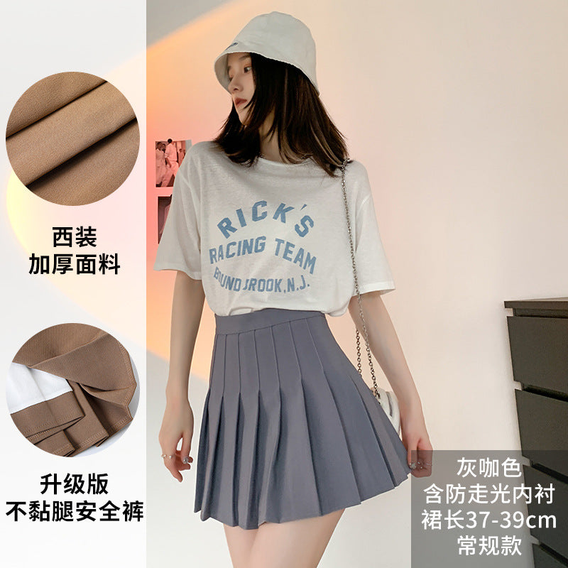 Pleated Skirt Women's Summer Jk Skirt Slimming Look New Plaid Skirt High Waist Korean Style Black A-Line Skirt Large Size Short Skirt