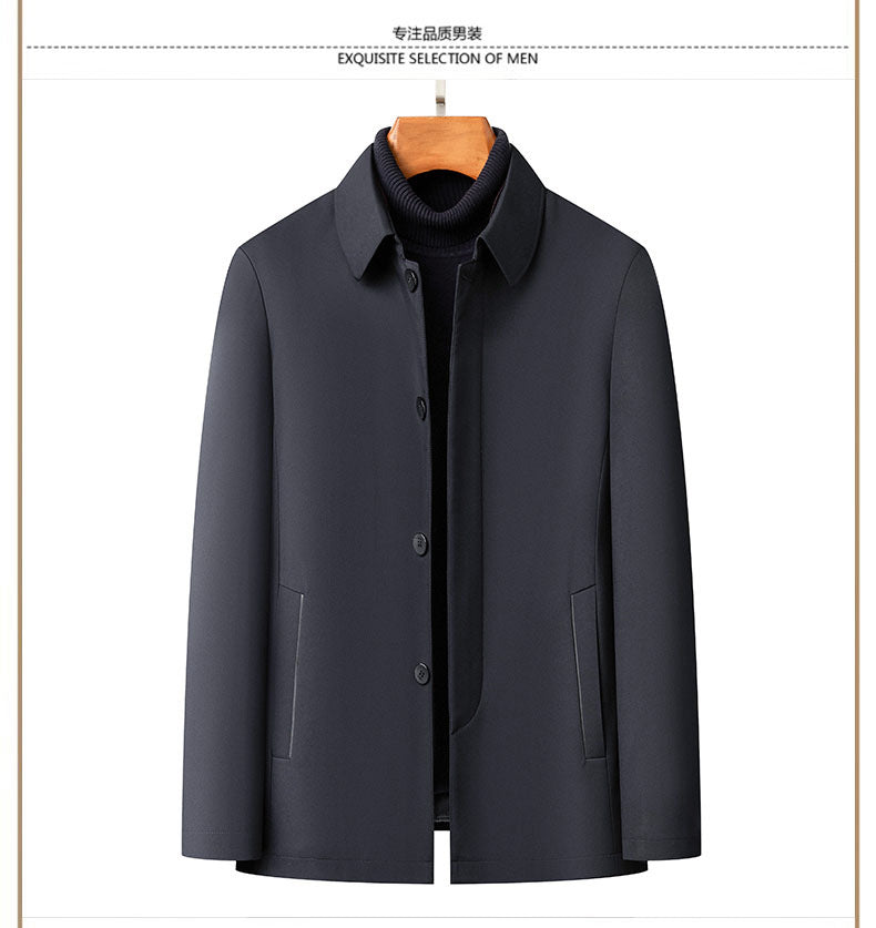 2024 Winter Coat Thickened Cotton-padded Jacket Men's High-grade Mulberry Silk Cotton-padded Jacket for Middle-aged and Elderly Dads Business Casual Jacket