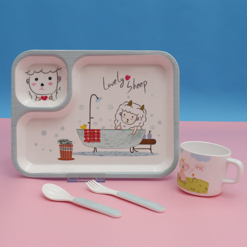 Household children's plate suit baby partition plate cute children's dining plate children's cartoon water cup food supplement plate